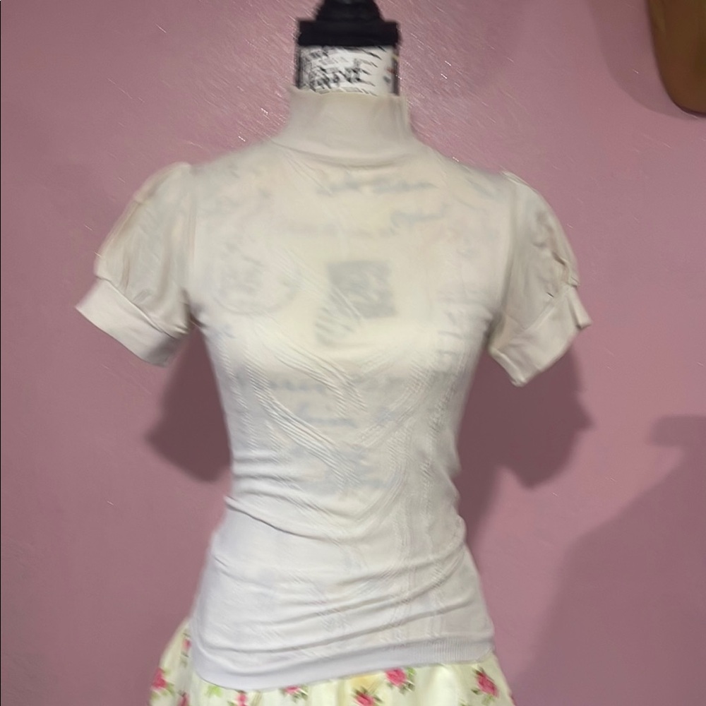 Elegant Cream Short Sleeve Women's Top